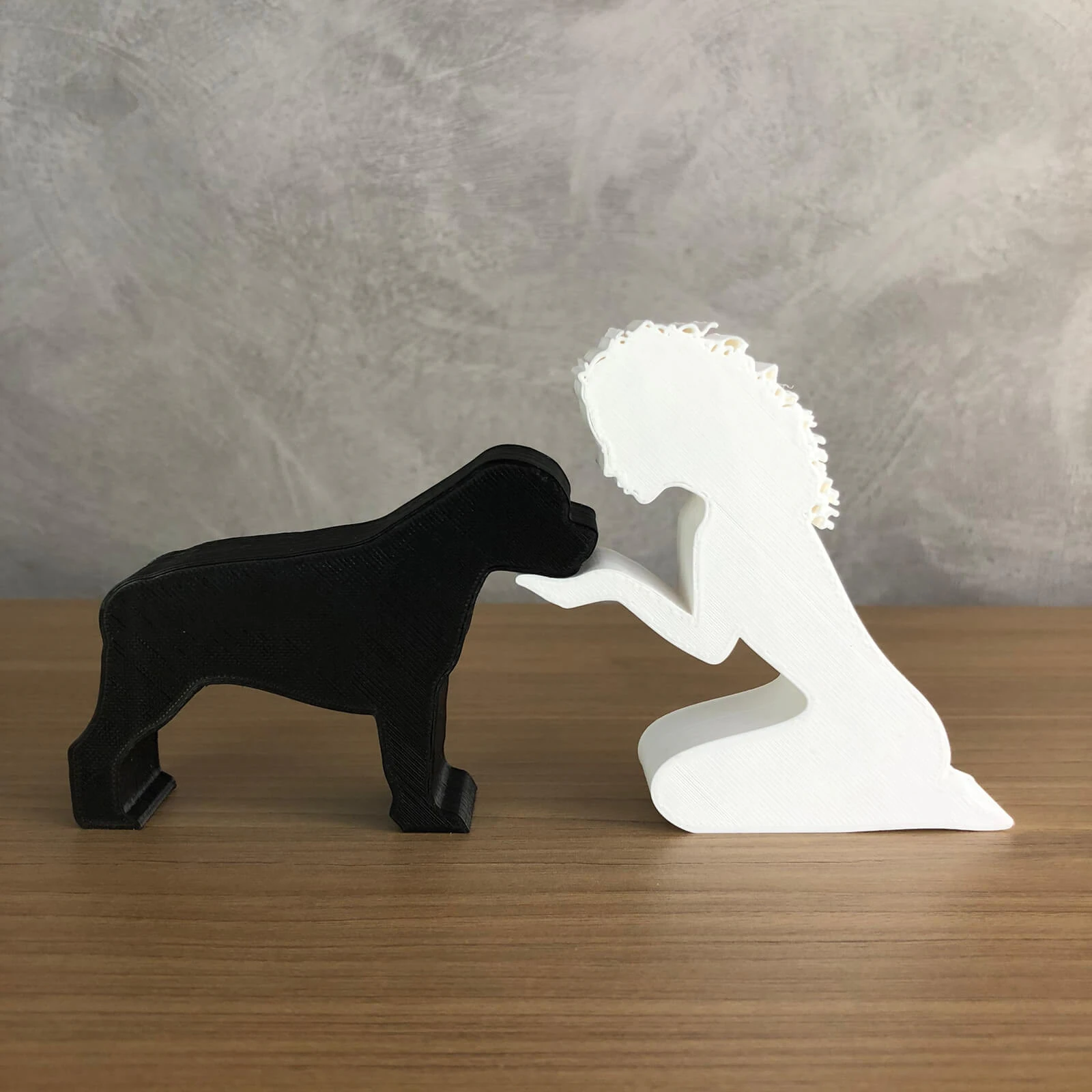 Girl and her Rottweiler - wavy hair 3D Print Model .c4d .max .obj .3ds .fbx .stl .blend