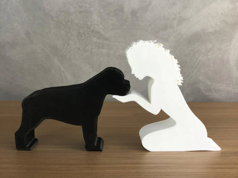 Девушка и ее ротвейлер - волнистые волосы 3D Принт Модель