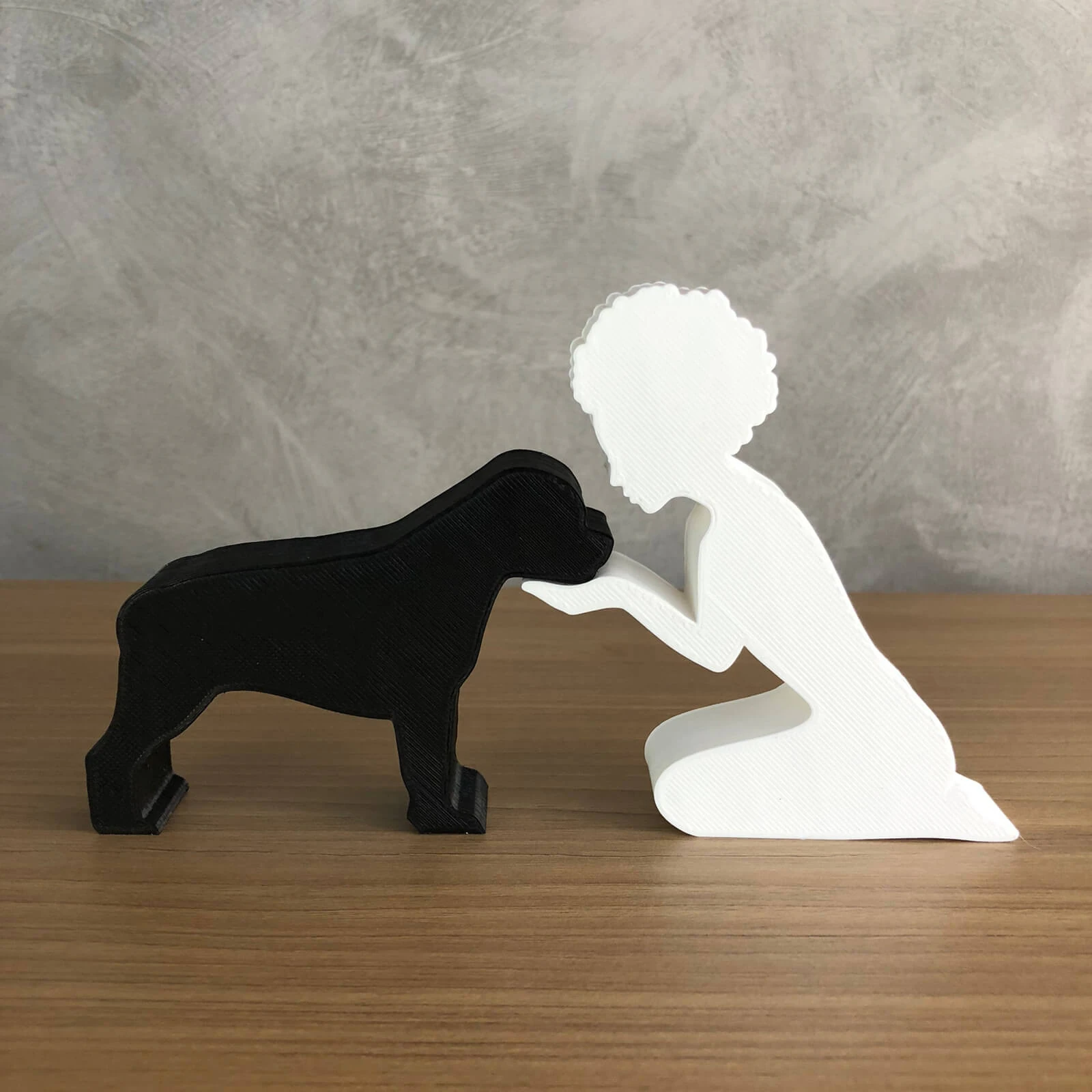 Girl and her Rottweiler - afro hair 3D Print Model .c4d .max .obj .3ds .fbx .stl .blend 