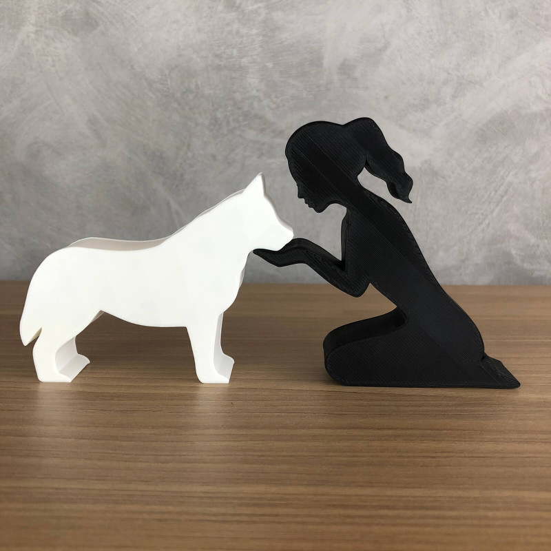 Girl and her Siberian Husky - tied hair Modelo de Impressão 3D .c4d .max .obj .3ds .fbx .stl .blend 