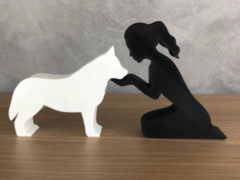 Girl and her Siberian Husky - tied hair 3D प्रिंट मॉडल
