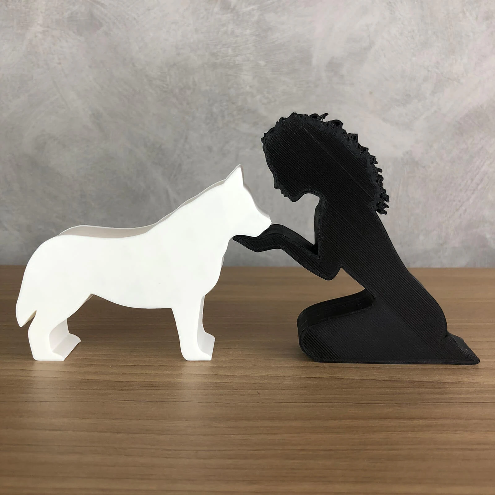 Girl and her Siberian Husky - wavy hair 3D Print Model .c4d .max .obj .3ds .fbx .stl .blend