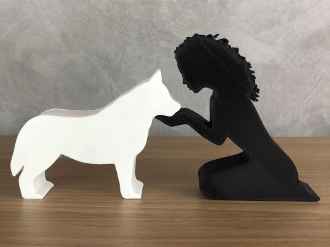 Girl and her Siberian Husky - wavy hair 3D प्रिंट मॉडल