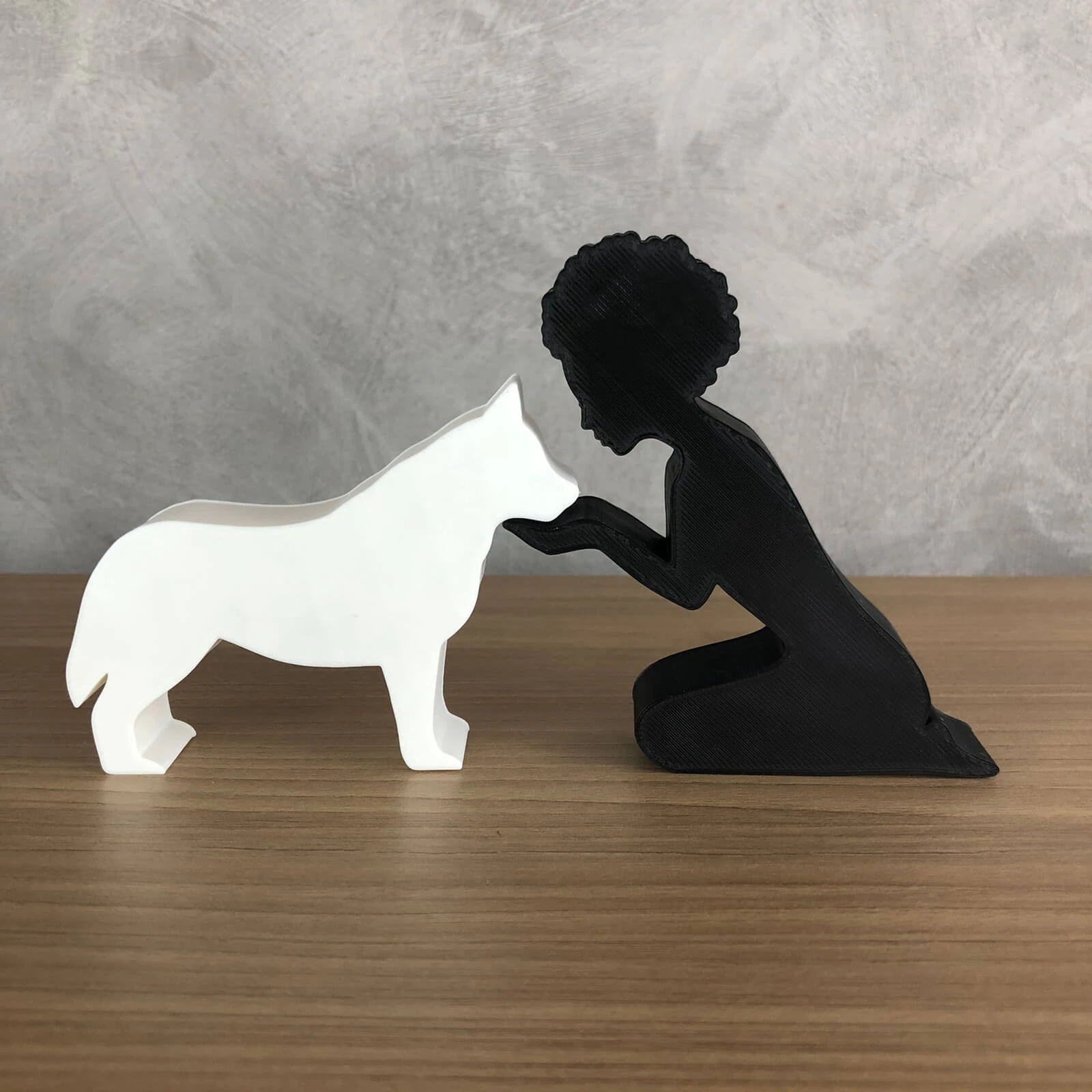 Girl and her Siberian Husky - afro hair 3D Print Model .c4d .max .obj .3ds .fbx .stl .blend 