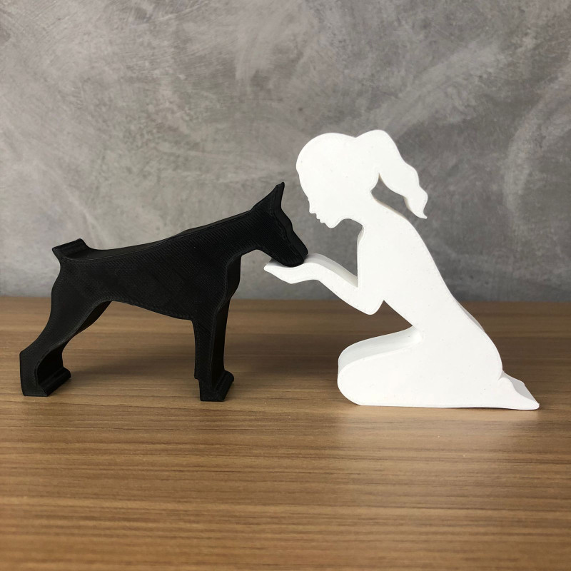 Girl and her Doberman - tied hair 3D Принт Модель .c4d .max .obj .3ds .fbx .stl .blend 