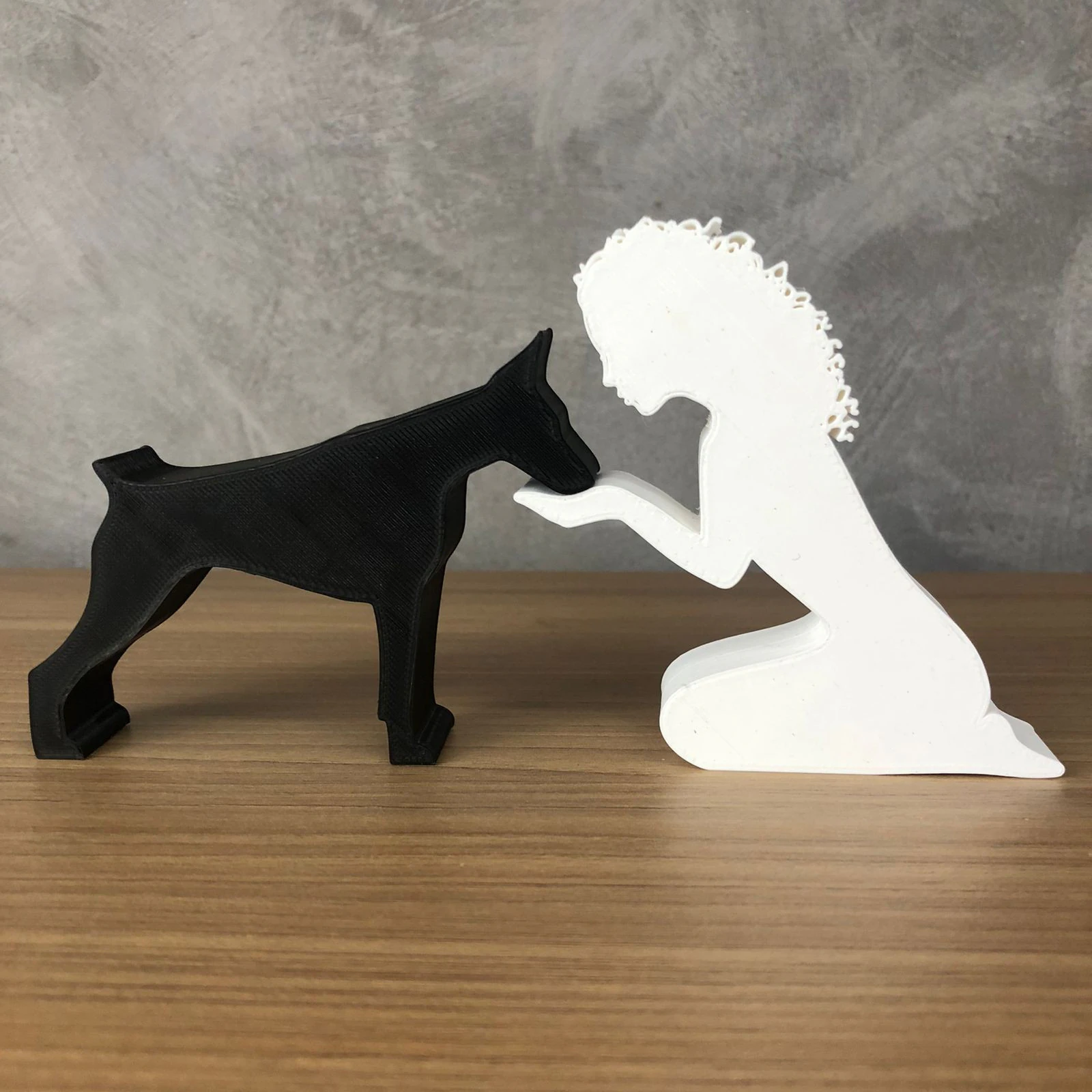 Girl and her Doberman - wavy hair 3D Print Model .c4d .max .obj .3ds .fbx .stl .blend 