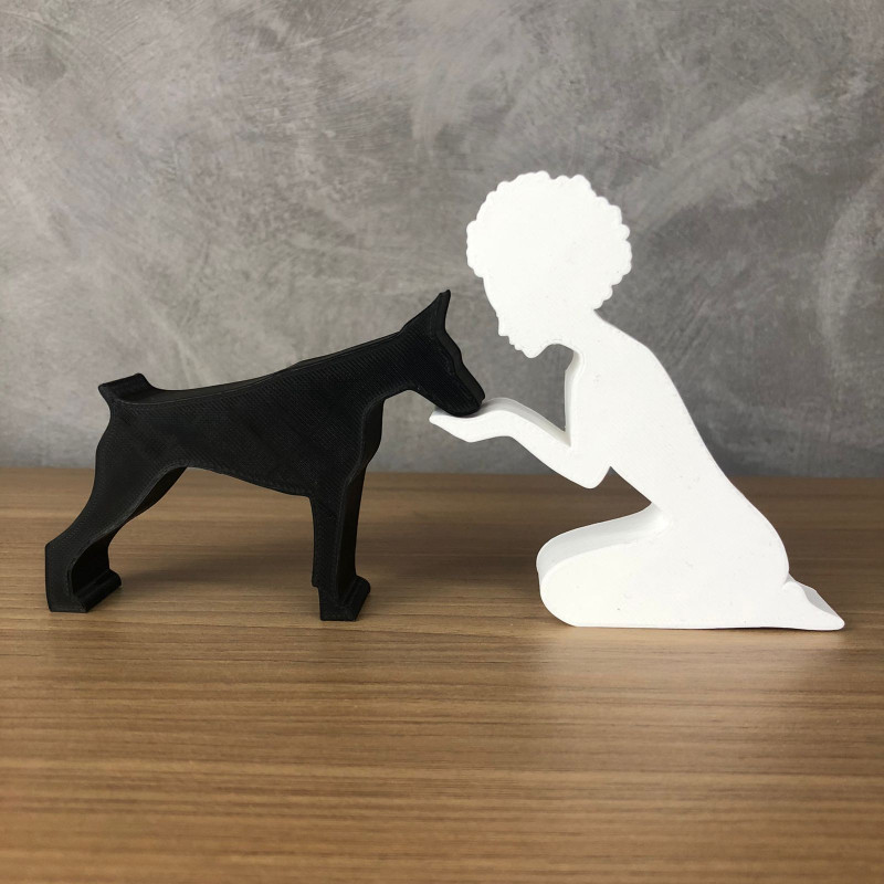 Girl and her Doberman - afro hair Modèles 3D en vedette .c4d .max .obj .3ds .fbx .stl .blend 