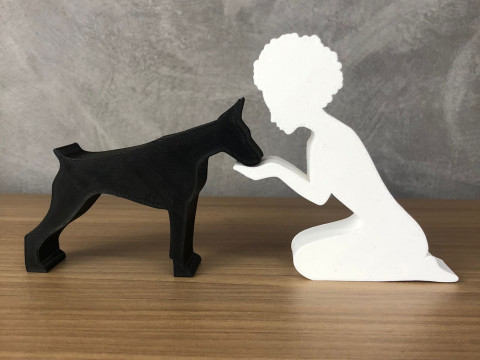 Girl and her Doberman - afro hair 3D 프린트 모델