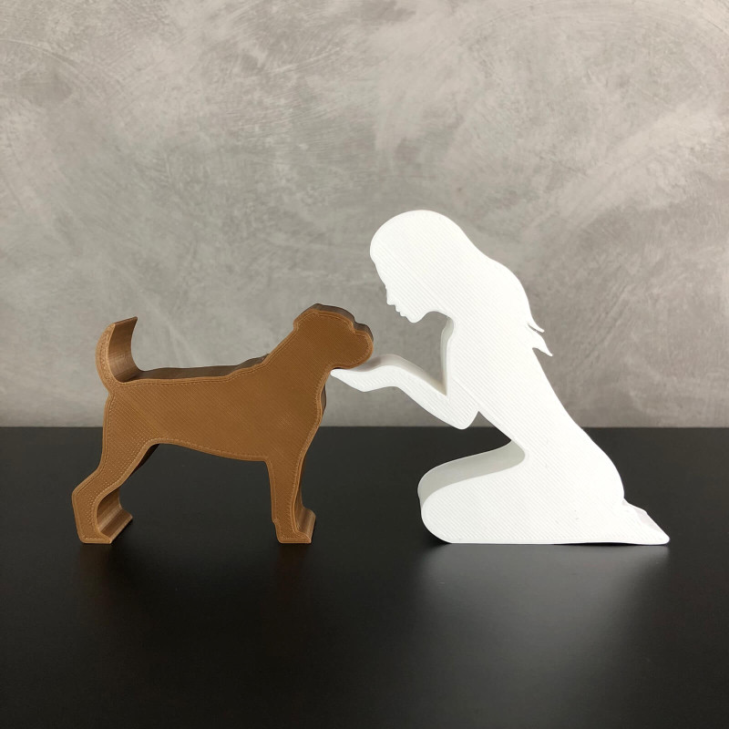 Girl and her Boxer - straight hair Modelo de Impressão 3D .c4d .max .obj .3ds .fbx .stl .blend 
