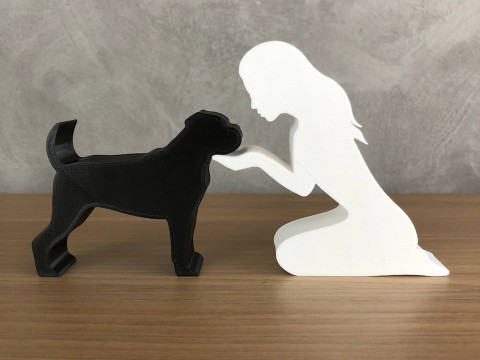 Girl and her Boxer - straight hair Modelo de Impressão 3D