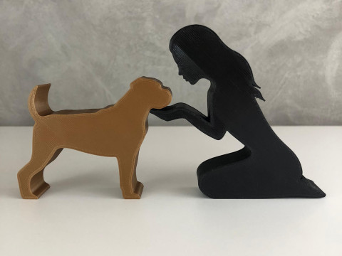 Girl and her Boxer - straight hair Modelo de Impressão 3D