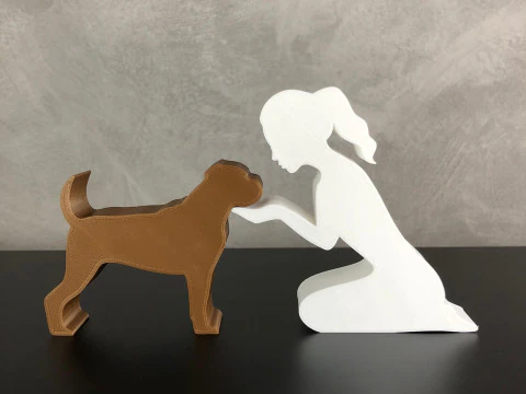 Girl and her Boxer - tied hair 3D Print Model
