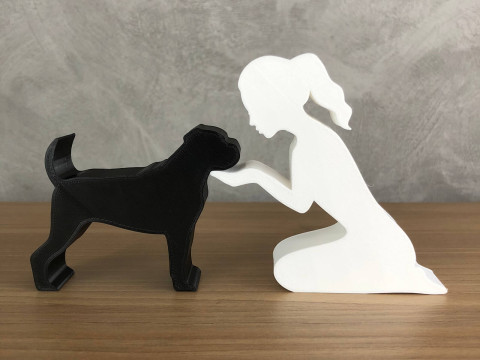 Girl and her Boxer - tied hair Modello di stampa 3D