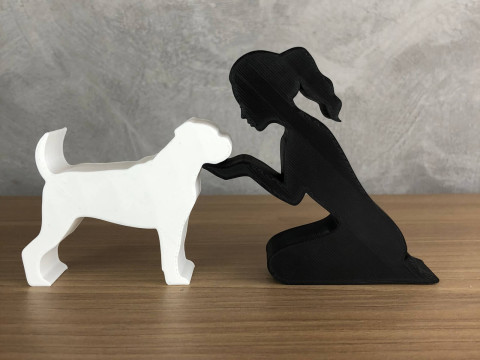 Girl and her Boxer - tied hair Modello di stampa 3D