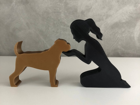Girl and her Boxer - tied hair Modello di stampa 3D