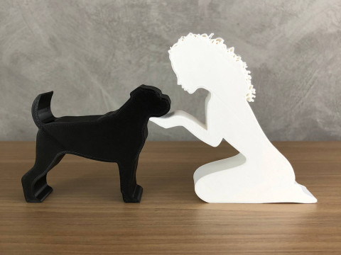 Girl and her Boxer - wavy hair 3D Print Model