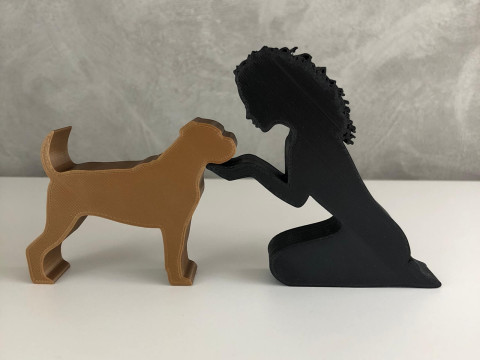 Girl and her Boxer - wavy hair 3D Print Model