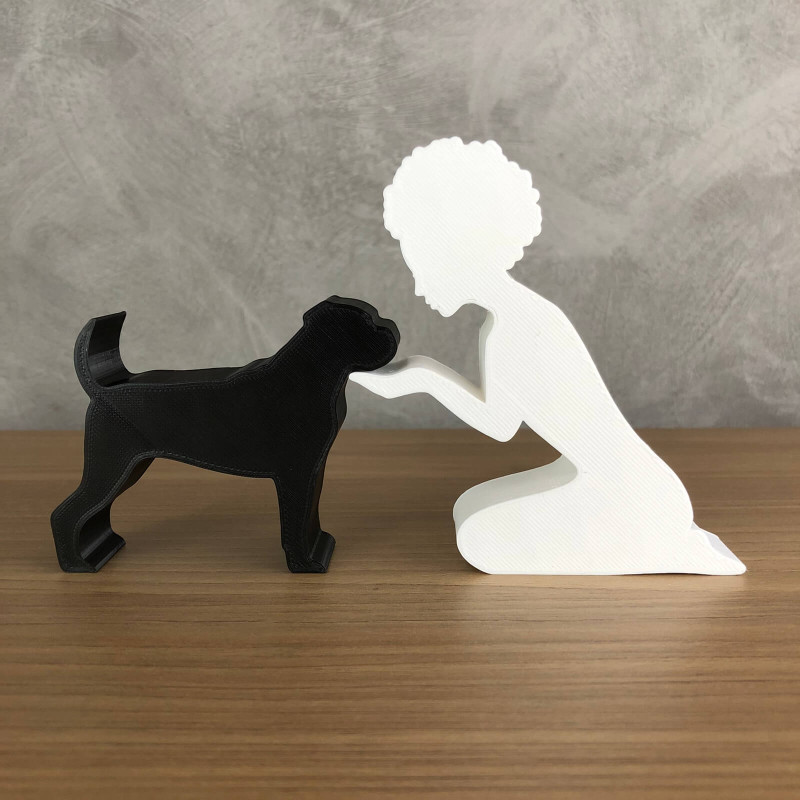 Girl and her Boxer - afro hair 3D Baskı Modeli .c4d .max .obj .3ds .fbx .stl .blend