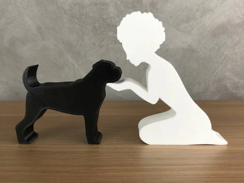 Chica y su Boxer - pelo afro Modelo de impresión 3D