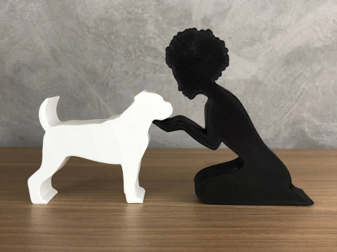 Girl and her Boxer - afro hair 3D Baskı Modeli