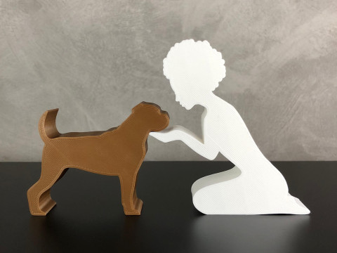 Girl and her Boxer - afro hair 3D Baskı Modeli