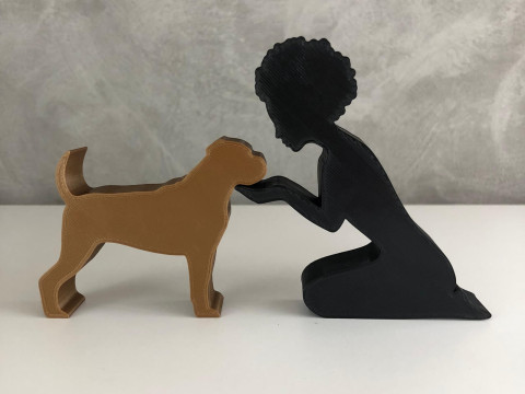 Girl and her Boxer - afro hair 3D Baskı Modeli