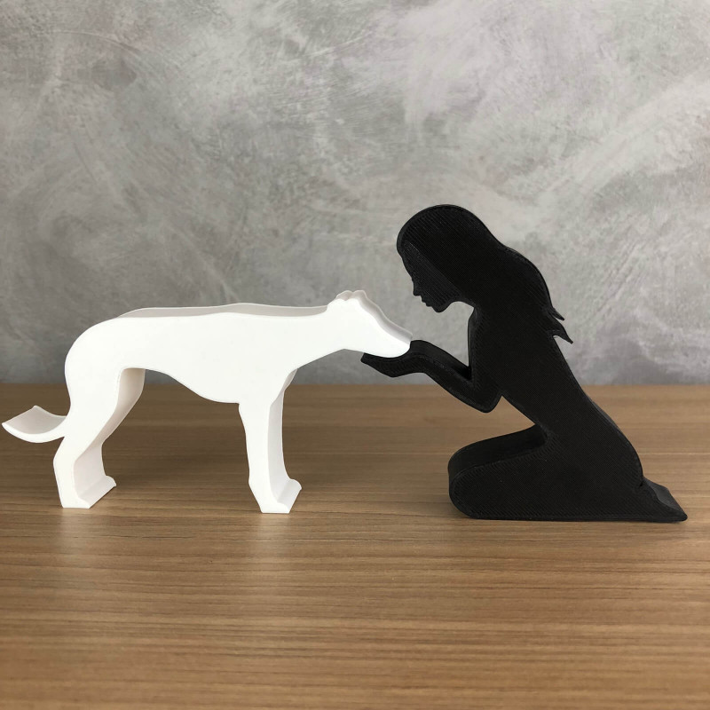 Girl and her Galgo - straight hair Modelo de Impressão 3D .c4d .max .obj .3ds .fbx .stl .blend 