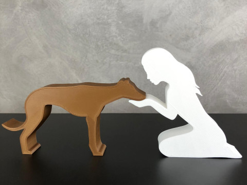 Girl and her Galgo - straight hair Modelo de Impressão 3D