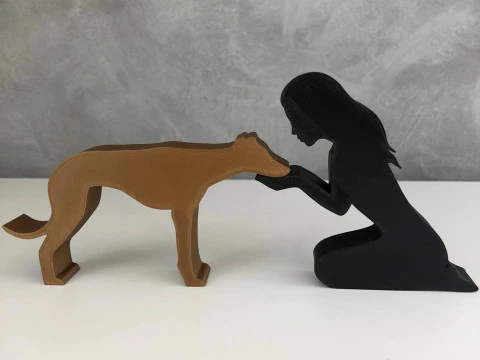 Girl and her Galgo - straight hair 3D Print Model