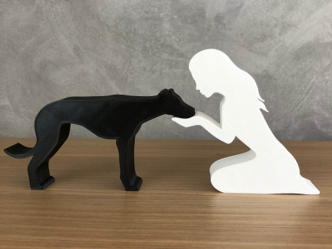 Girl and her Galgo - straight hair Modelo de Impressão 3D
