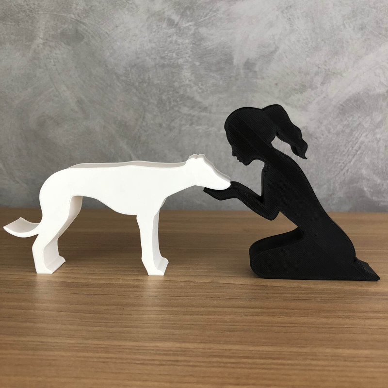 Girl and her Galgo - tied hair Model Cetak 3D .c4d .max .obj .3ds .fbx .stl .blend 