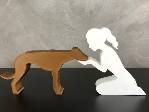 Girl and her Galgo - tied hair Model Cetak 3D