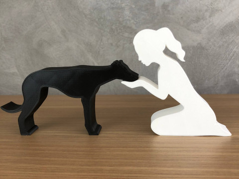 Girl and her Galgo - tied hair Model Cetak 3D