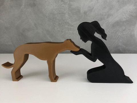 Girl and her Galgo - tied hair Model Cetak 3D