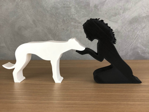 Girl and her Galgo - wavy hair 3D 打印模型