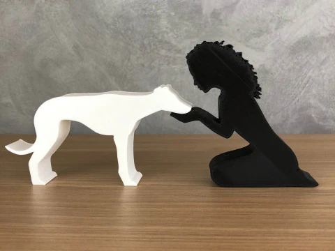 Girl and her Galgo - wavy hair 3D Print Model