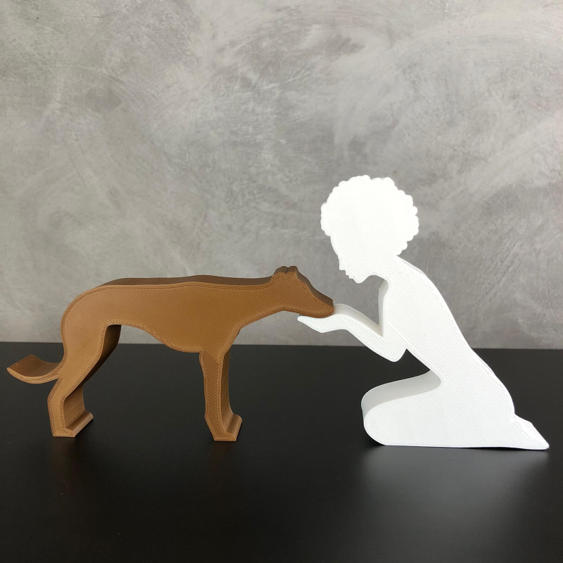 Girl and her Galgo - afro hair Modèles 3D en vedette .c4d .max .obj .3ds .fbx .stl .blend 