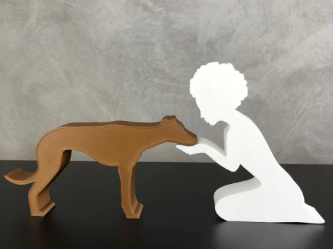 Girl and her Galgo - afro hair 3D Print Model