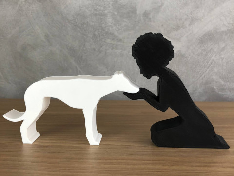 Girl and her Galgo - afro hair Modèles 3D en vedette