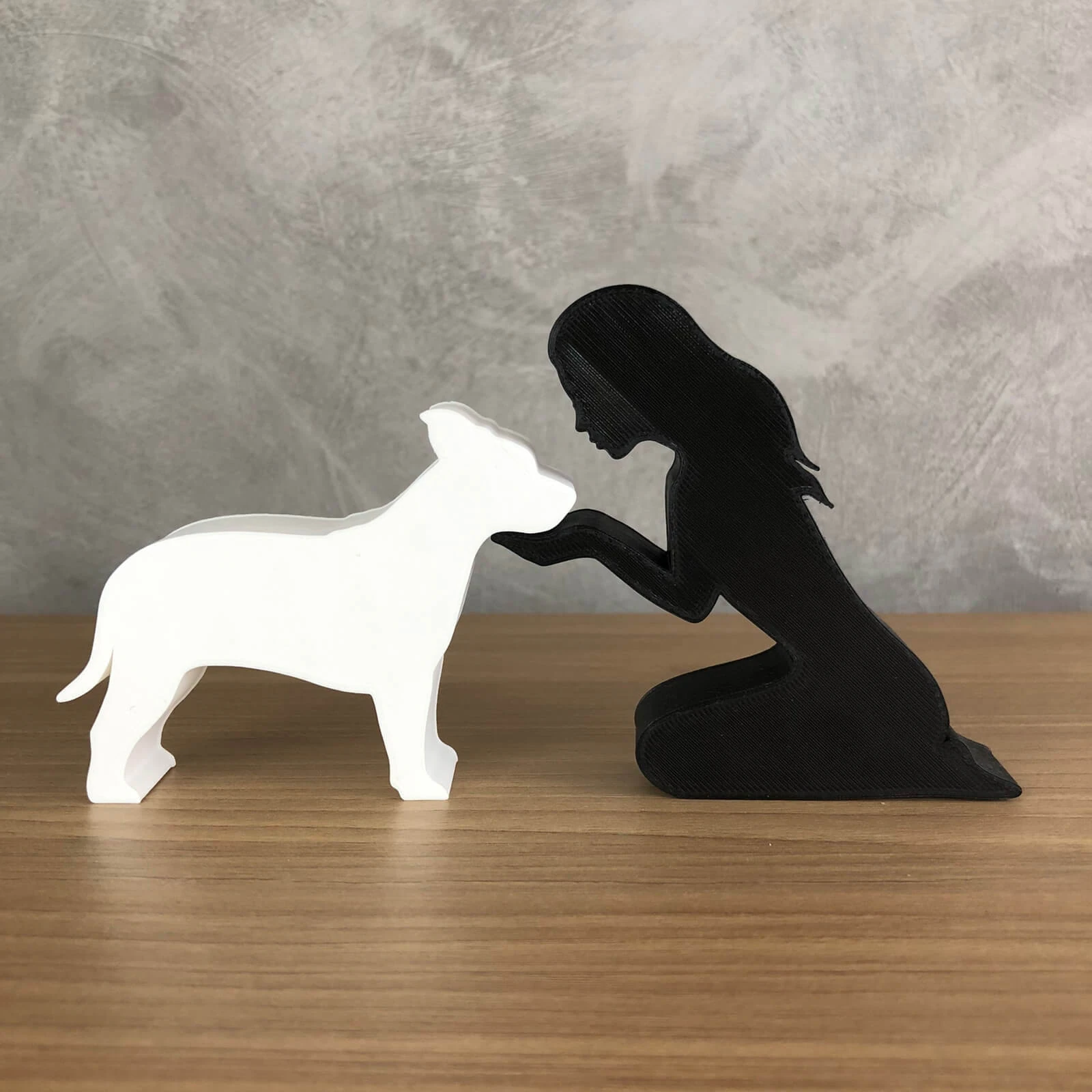 Girl and her American Staffordshire Terrier - straight hair 3D Print Model .c4d .max .obj .3ds .fbx .stl .blend 