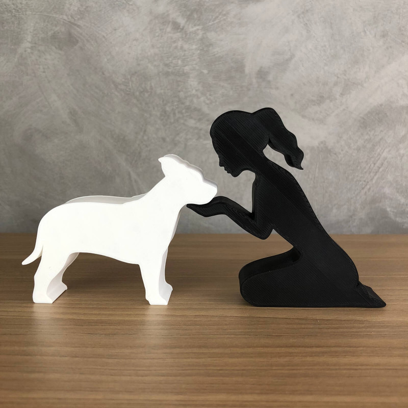 Girl and her American Staffordshire Terrier - tied hair Modèles 3D en vedette .c4d .max .obj .3ds .fbx .stl .blend 