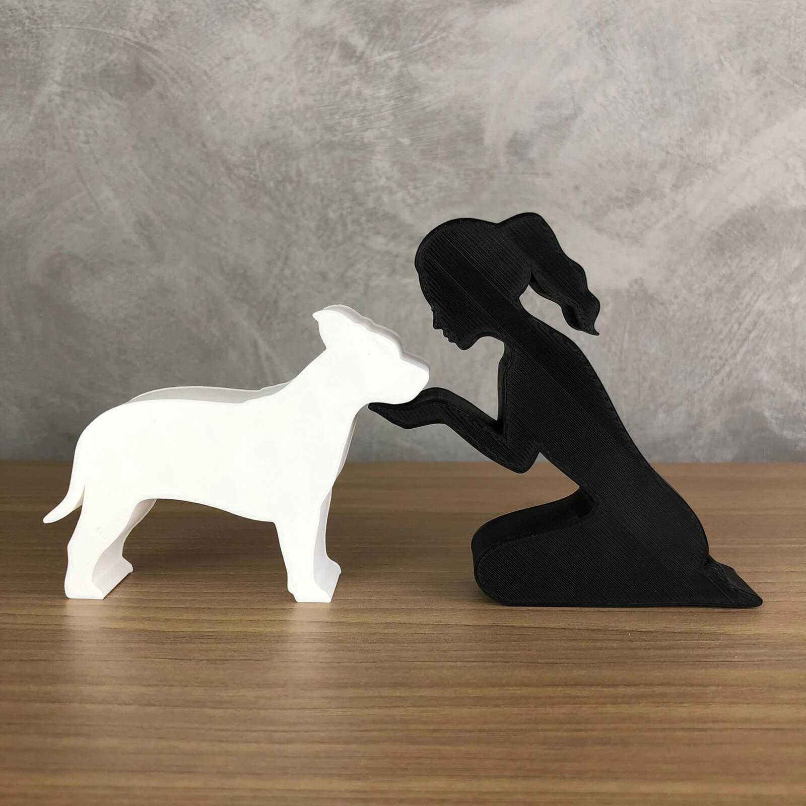 Girl and her American Staffordshire Terrier - tied hair 3D Print Model .c4d .max .obj .3ds .fbx .stl .blend 