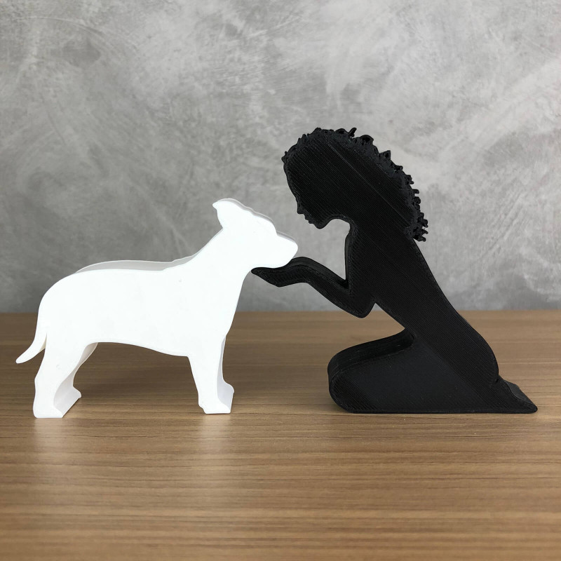 Girl and her American Staffordshire Terrier - wavy hair Modello di stampa 3D .c4d .max .obj .3ds .fbx .stl .blend