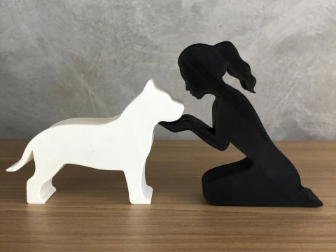 Girl and her Pit bull - tied hair 3D Print Model