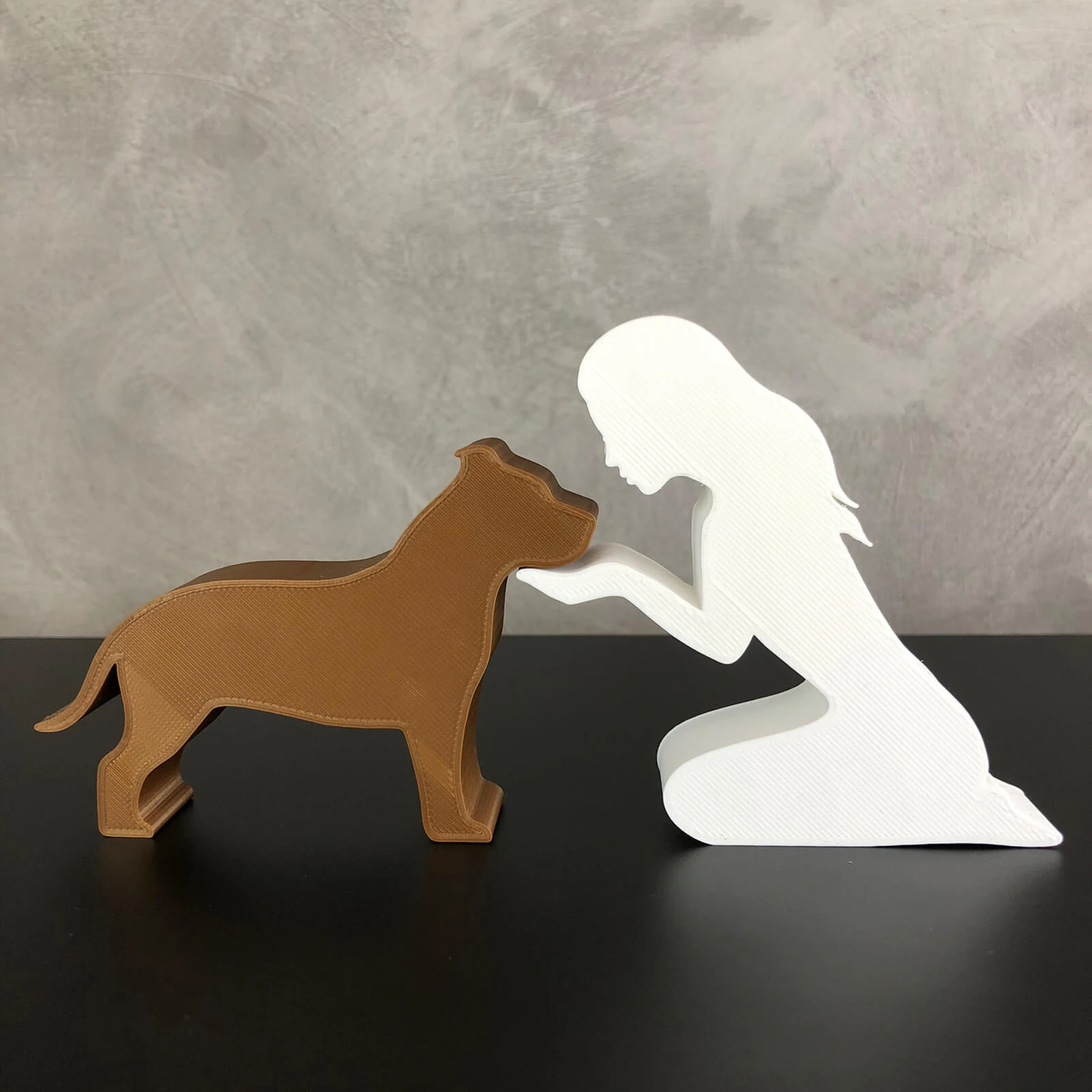 Girl and her Pit bull - straight hair 3D Print Model .c4d .max .obj .3ds .fbx .stl .blend 