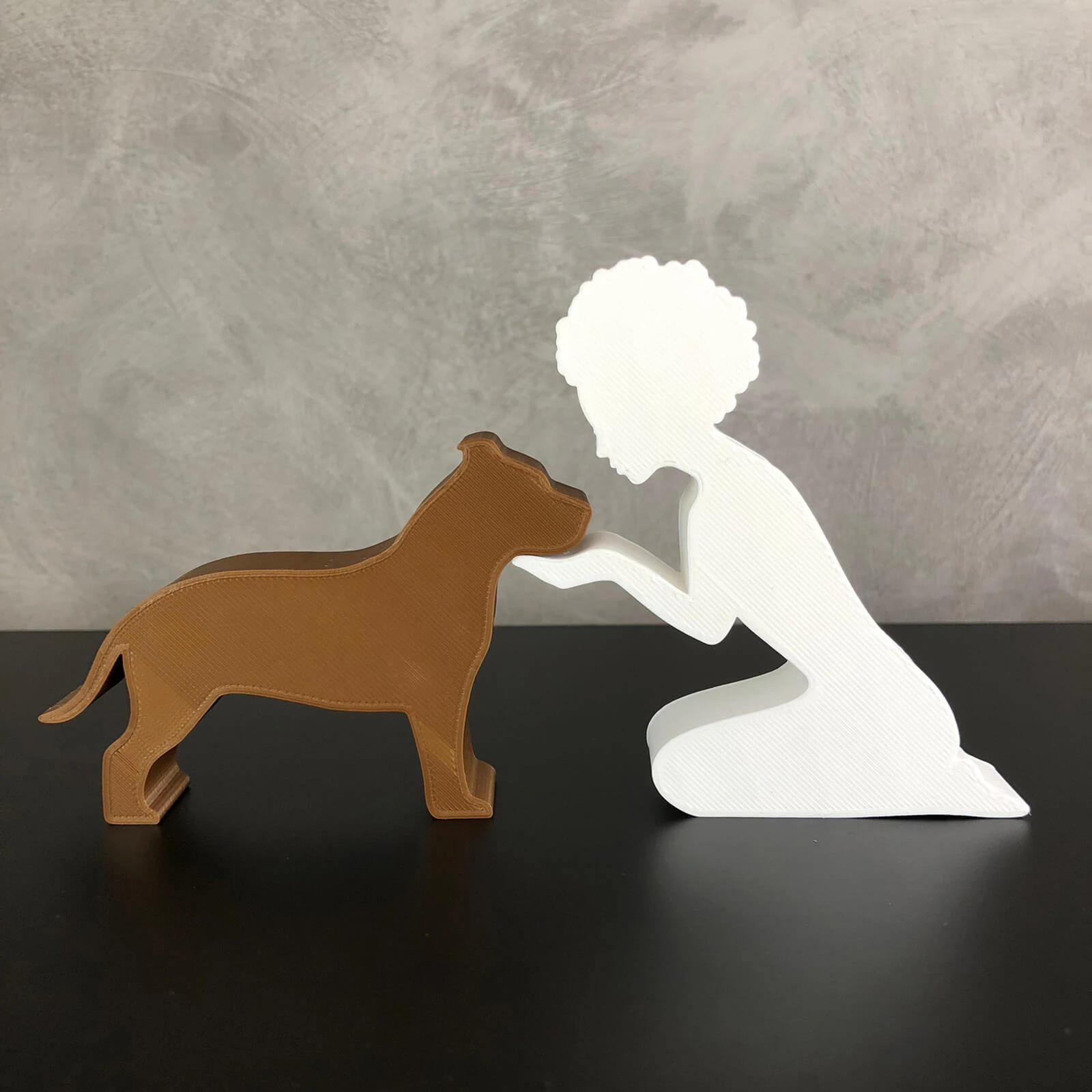 Girl and her Pit bull - afro hair 3D Print Model .c4d .max .obj .3ds .fbx .stl .blend 
