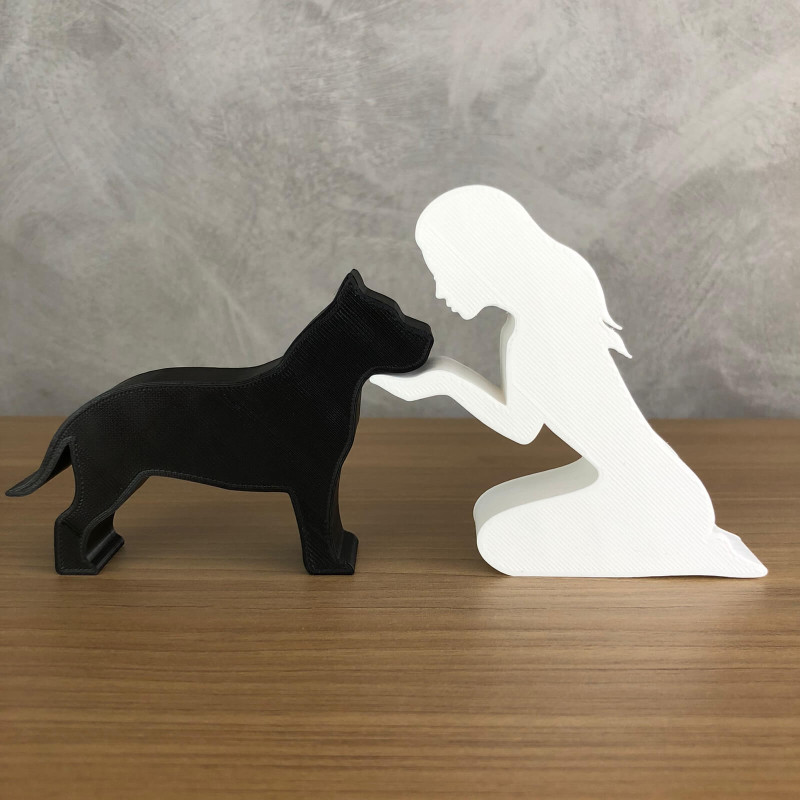 Girl and her American Bully - straight hair 3D 프린트 모델 .c4d .max .obj .3ds .fbx .stl .blend 