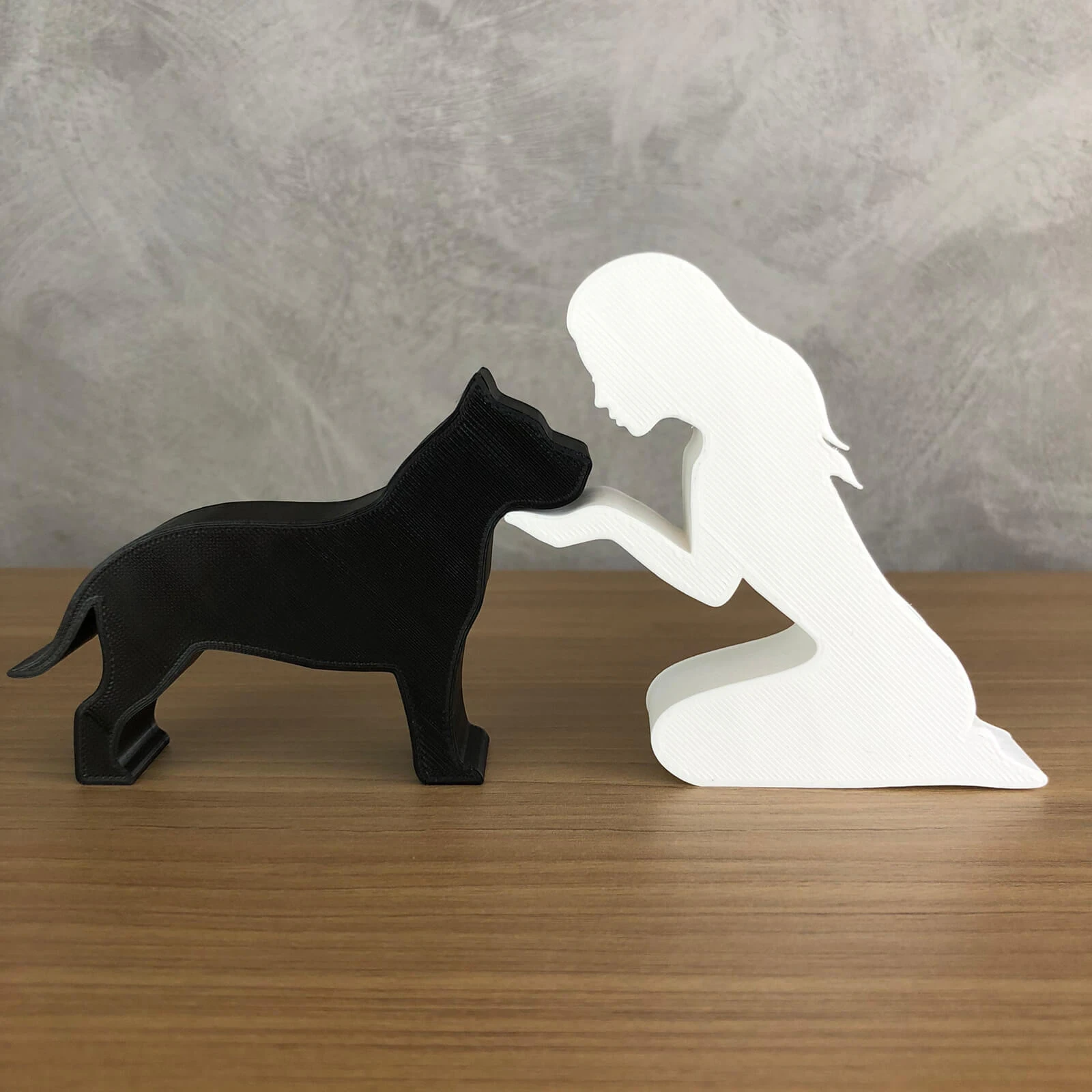 Girl and her American Bully - straight hair 3D Print Model .c4d .max .obj .3ds .fbx .stl .blend 