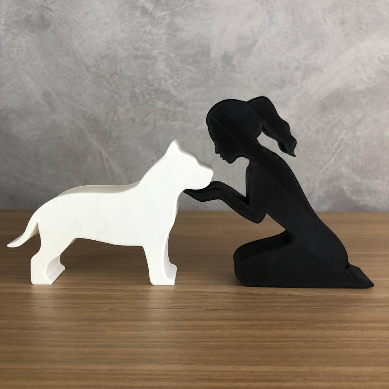 Girl and her American Bully - tied hair 3D Принт Модель .c4d .max .obj .3ds .fbx .stl .blend 