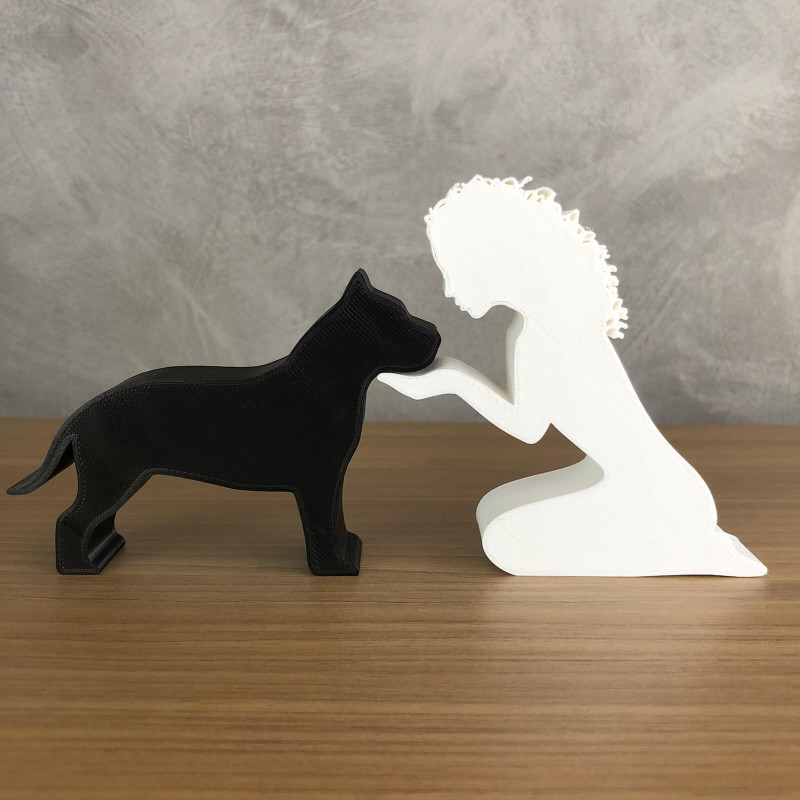 Girl and her American Bully - wavy hair 3D Принт Модель .c4d .max .obj .3ds .fbx .stl .blend